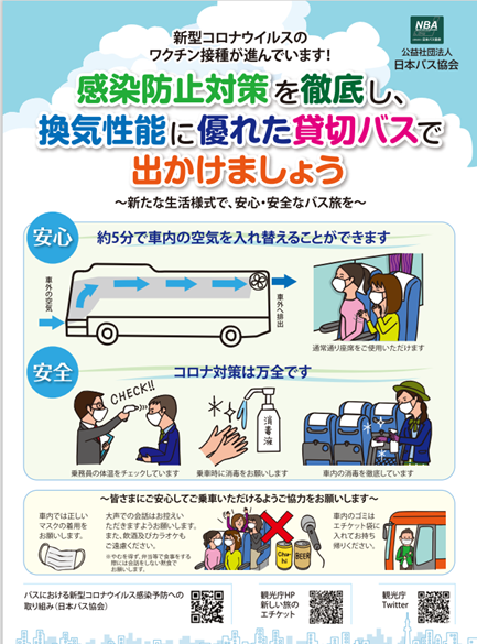 貸切バスは換気が優れた乗り物です